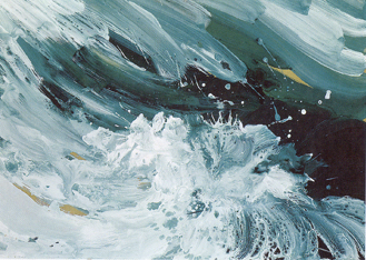 Strömung Grün, 1985, Dispersion auf grünem Karton, 100 * 70 cm